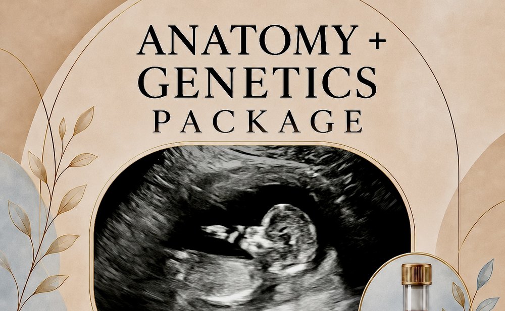 Anatomy and genetics package — anatomy scan ultrasound with genetic blood testing