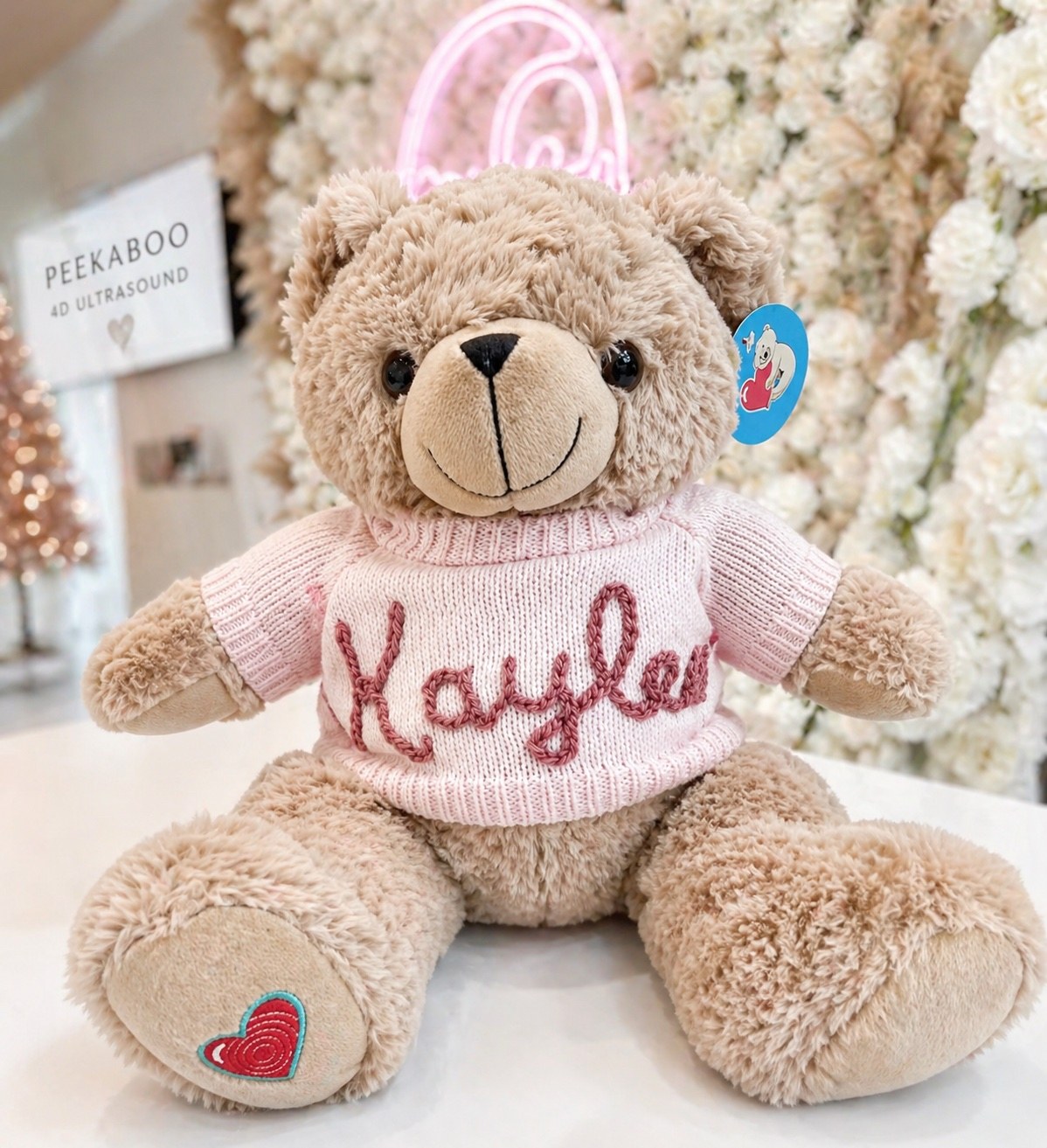 Custom embroidered teddy bear keepsake